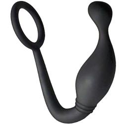 Butts Up P-Spot Pleasure Silicone Prostate Plug with Cockring, 10.5 Inch, Black