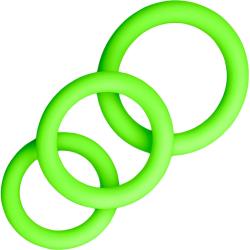 Ouch! Glow in the Dark 3-Piece Silicone Cockring Set, Neon Green