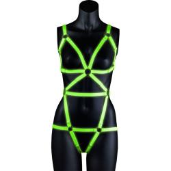 Ouch! Glow in the Dark Full-Body Harness, L/XL, Neon Green