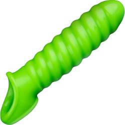 Ouch! Glow in the Dark Swirl Stretchy Penis Sleeve, 6.2 Inch, Neon Green