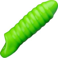 Ouch! Glow in the Dark Swirl Thick Stretchy Penis Sleeve, 6.3 Inch, Neon Green