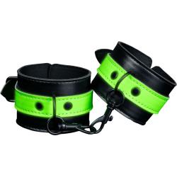 Ouch! Glow in the Dark Bonded Leather Handcuffs, Neon Green