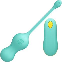 Romp Cello Remote Controlled Silicone G-Spot Egg Vibrator, 3.25 Inch, Light Teal