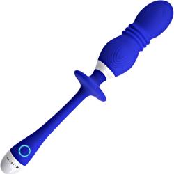 Gender X Play Ball Thrusting Dual Orb Vibrator, 10 Inch, Blue