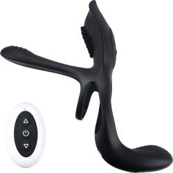 Playboy The 3 Way Remote Controlled Cockring with Stimulator, Black