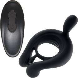 Playboy Triple Play Remote Controlled Silicone Cockring, Black