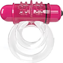 Screaming O 4B DoubleO 6 Vibrating Double Cockring, Strawberry