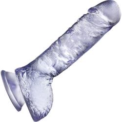 B Yours Plus Hearty n` Hefty Dildo with Balls and Suction Cup, 9 Inch, Clear