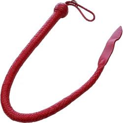 Rouge Devil Tail Leather Whip, 36 Inch, Red