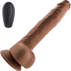 Evolved Thrust In Me Remote Controlled Thrusting Vibrating Dildo, 9 Inch, Chocolate