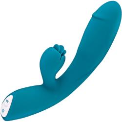 Evolved Fierce Flicker Rechargeable Dual Stim Silicone Vibrator, 7.69 Inch, Teal