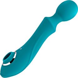 Evolved Wanderful Sucker Rechargeable Wand with Suction. 8.5 Inch, Teal