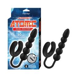 Atomic Dual Exciter Rechargeable Silicone Male Stimulator, 6 Inch, Black