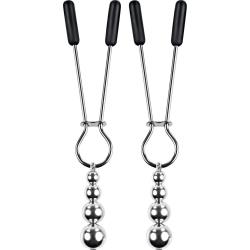 Selopa Beaded Stainless Steel Nipple Clamps, Silver