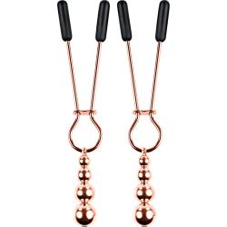 Selopa Beaded Stainless Steel Nipple Clamps, Rose Gold