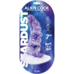 Stardust Alien Cock Bendable Textured Silicone Dildo, 7 Inch, Purple