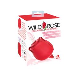 Wild Rose Sucking Bud with Licking Tongue Clitoral Stimulator, 3.75 Inch, Red