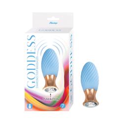 Goddess Diamond Tulip Vibrating Intimate Massager, 4 Inch, Blue