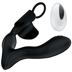 Atomic Heat-Up P-Spot Massager with Erection Ring, 6 Inch, Black