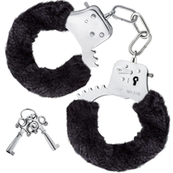 Temptasia Beginner Lightweight Bondage Handcuffs, Black Fur