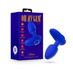 Oh My Gem Mystery Vibrating Stayput Anal Plug, 4 Inch, Sapphire