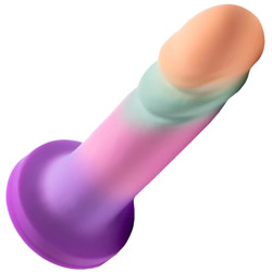 Avant Sunrise Gaze UltraSilk Silicone Dildo, 7.5 Inch, Sherbet Rainbow