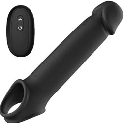 3 Inch Extra Length Adams XL Vibrating Extension Silicone with Remote Control, 10 Inch, Black