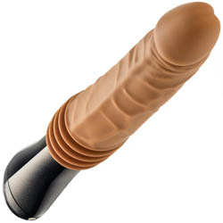 Dr. Skin Silicone Dr. Knight Thrusting Gyrating Vibrating Dildo, 10.5 Inch, Mocha