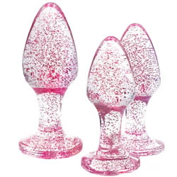 Adam & Eve Glitter Gem Acrylic Butt Plug Set, Pink