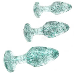 Adam & Eve Glitter Gem Acrylic Butt Plug Set, Blue