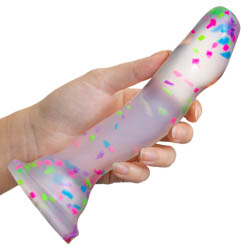 Neo Elite Hanky Panky Glow-in-the-Dark Silicone Dildo, 7.5 Inch, Confetti