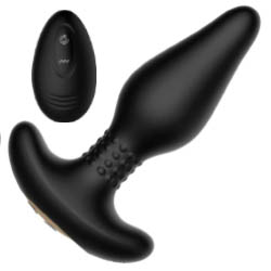 Adam & Eve Carl Vibrating & Rimming Butt Plug with Remote, 6.5 Inch, Black