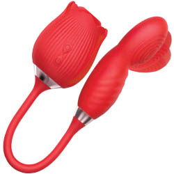 Wild Rose Come Hither Dual Stimulator with Clitoral Suction, Red