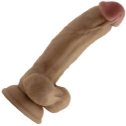 Shaft Model C Liquid Silicone Dong With Balls, 7.5 Inch, Oak