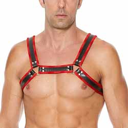 Ouch! Buckle Bulldog Male Chest Harness, Large/X-Large, Red