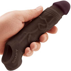 2 Inch Extra Length Shaft Model F Liquid Silicone Penis Sheath, 7.8 Inch, Mahogany