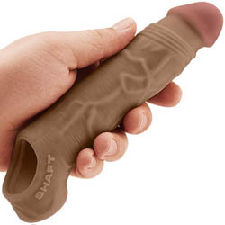 2 Inch Extra Length Shaft Model F Liquid Silicone Penis Sheath, 7.8 Inch, Oak