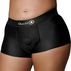 Ouch! Vibrating Strap-on Boxer Style Harness, XL/XXL, Black