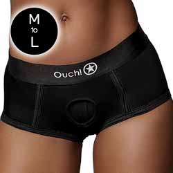 Ouch! Vibrating Strap-on Brief Style Harness, Medium/Large, Black