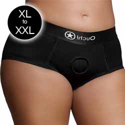 Ouch! Vibrating Strap-on Brief Style Harness, XL/XXL, Black