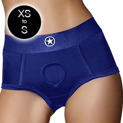 Ouch! Vibrating Strap-on Brief Style Harness, Extra Small/Small, Royal Blue