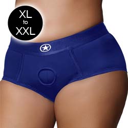 Ouch! Vibrating Strap-on Brief Style Harness, XL/XXL, Royal Blue