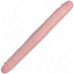 RealRock Straight Thick Double Ended Dildo, 16 Inch, Vanilla