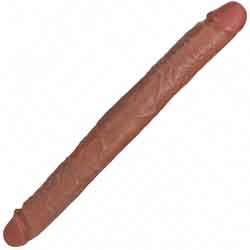 RealRock Straight Thick Double Ended Dildo, 16 Inch, Mocha