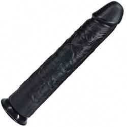 RealRock Extra Long and Thick Dildo with Suction Mount Base, 15 Inch, Black