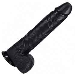 RealRock Straight Realistic Dildo with Balls and Suction Cup, 15 Inch, Black