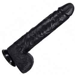 RealRock Straight Realistic Dildo with Balls and Suction Cup, 14 Inch, Black