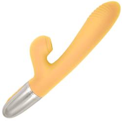 Goddess Tapping Thruster Dual Action Personal Vibrator, 9.5 Inch, Yellow