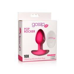 Gossip Pop Rocker 10X Vibrating Silicone Plug with Remote, 3.3 Inch, Magenta