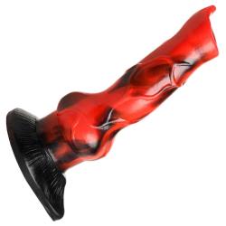 Creature Cocks Vibra Beast Vibrating Silicone Dildo, 7.4 Inch, Red